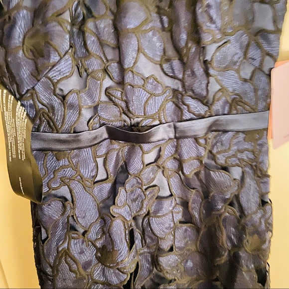 Anthropologie JS Collections NWT Navy/Black Winter Floral Formal Dress. Size 4. - Picture 5 of 11